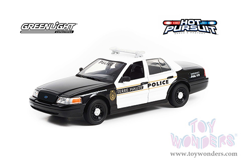 Greenlight - Ford Crown Victoria Police Interceptor - Terre Haute, Indiana Police Special Edition (2011, 1/24 scale diecast model car, Black/White) 84124