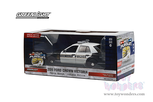Greenlight - Ford Crown Victoria Police Interceptor - Terre Haute, Indiana Police Special Edition (2011, 1/24 scale diecast model car, Black/White) 84124