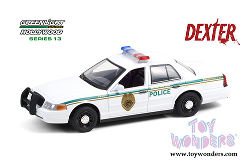 Greenlight Hollywood Series 13 | Ford Crown Victoria Police Interceptor - Miami Metro Police Department "Dexter" (2001, 1/24 scale diecast model car, White) 84133