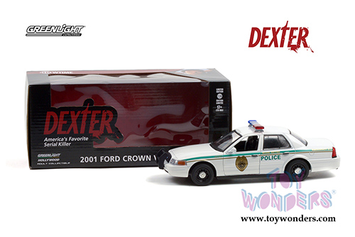 Greenlight Hollywood Series 13 | Ford Crown Victoria Police Interceptor - Miami Metro Police Department "Dexter" (2001, 1/24 scale diecast model car, White) 84133