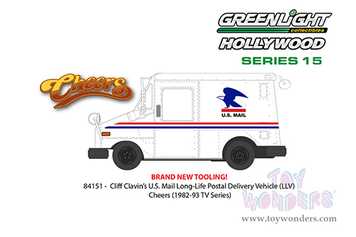 Greenlight Hollywood Series 15 | U.S. Mail Long-Life Postal Delivery Vehicle (LLV) (Cliff Clavin's) "Cheers" (1/24 scale diecast model car, White) 84151
