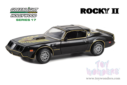 Greenlight Hollywood Series 17 | Pontiac&reg; Firebird&reg; T/A Trans Am Black with Hood Phoenix "Rocky II" (1979, 1/24 scale diecast model car, Black) 84171