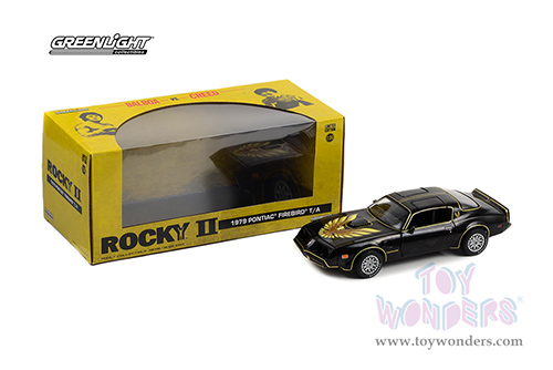 Greenlight Hollywood Series 17 | Pontiac&reg; Firebird&reg; T/A Trans Am Black with Hood Phoenix "Rocky II" (1979, 1/24 scale diecast model car, Black) 84171