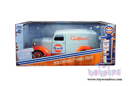 Greenlight - Running on Empty Series 1 | Gulf&reg; Oil Chevrolet&reg; Panel Truck (1939, 1/24 scale diecast model car, Light Blue/Orange) 85011