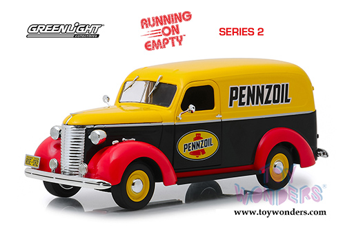 Greenlight - Running on Empty Series 2 | Pennzoil Chevrolet&reg; Panel Truck (1939, 1/24 scale diecast model car, Yellow/Black/Red) 85021