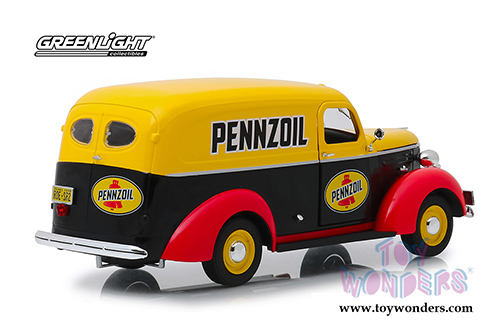 Greenlight - Running on Empty Series 2 | Pennzoil Chevrolet&reg; Panel Truck (1939, 1/24 scale diecast model car, Yellow/Black/Red) 85021