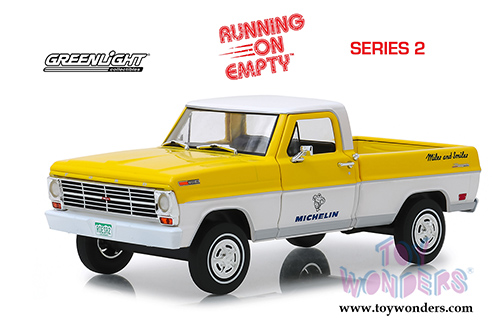 Greenlight - Running on Empty Series 2 | Michelin&reg; Tires Ford-F-100 Pickup Truck (1968, 1/24 scale diecast model car, Yellow/White) 85023