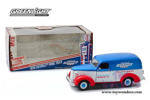 Greenlight - Running on Empty Series 3 | Chevrolet&reg; Panel Truck - YENKO sales and service (1939, 1/24 scale diecast model car, White/Blue/Red) 85041