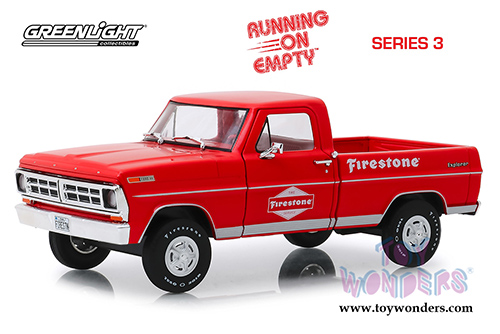 Greenlight - Running on Empty Series 3 | Ford F-100 Pickup Truck - Firestone Tire Service (1971, 1/24 scale diecast model car, Red) 85043