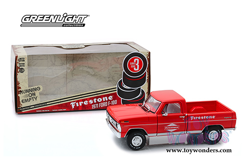 Greenlight - Running on Empty Series 3 | Ford F-100 Pickup Truck - Firestone Tire Service (1971, 1/24 scale diecast model car, Red) 85043