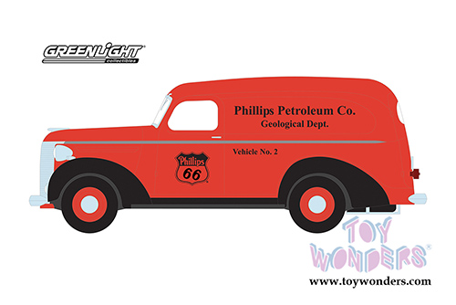Greenlight - Running on Empty Series 4 | Chevrolet® Panel Truck Phillips 66 Phillips Petroleum Co. Geological Dept. (1939, 1/24 scale diecast model car, Red/Black) 85051