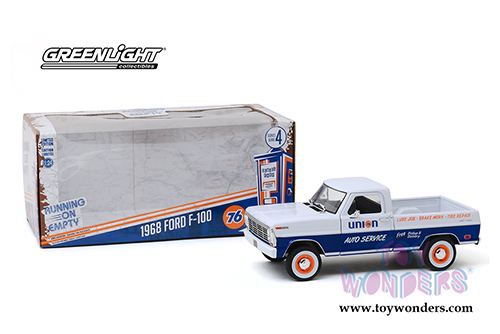 Greenlight - Running on Empty Series 4 | Ford F-100 Pick Up Truck Union 76 Auto Service (1968, 1/24 scale diecast model car, Blue/White) 85052