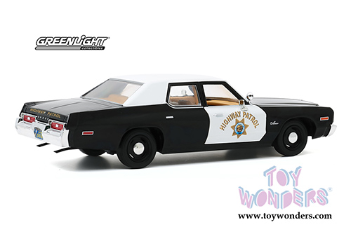 Greenlight - Dodge Monaco California Highway Patrol (CHP) Hot Pursuit Series 1 (1974, 1/24 scale diecast model car, White/Black) 85511