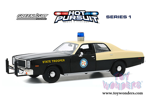 Greenlight - Plymouth Fury Florida Highway Patrol Hot Pursuit Series 1 (1978, 1/24 scale diecast model car, Black/Yellow) 85512/12