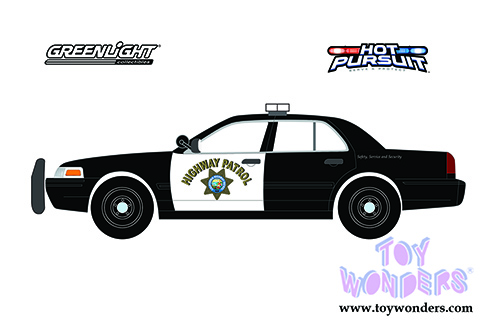 Greenlight - Ford Crown Victoria California Highway Patrol (CHP) Hot Pursuit Series 2 (2008, 1/24 scale diecast model car, White/Black) 85523