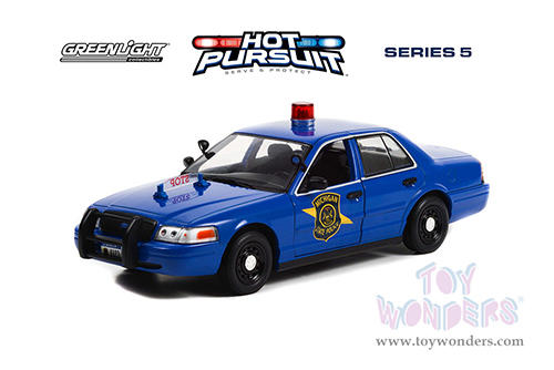 Greenlight - Ford Crown Victoria Police Interceptor - Michigan State Police (MSP) Hot Pursuit Series 5 (2008, 1/24 scale diecast model car, Dark Blue) 85553/12