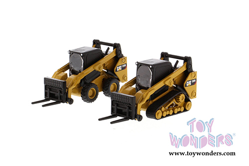 Diecast Masters - Caterpillar 272D2 Skid Steer Loader and Caterpillar 297D2 Multi Terrain Track Loader - set of 2 (1/64 scale diecast model car, Yellow/Black) 85609