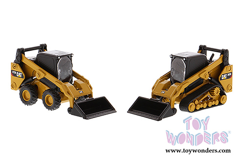 Diecast Masters - Caterpillar 272D2 Skid Steer Loader and Caterpillar 297D2 Multi Terrain Track Loader - set of 2 (1/64 scale diecast model car, Yellow/Black) 85609