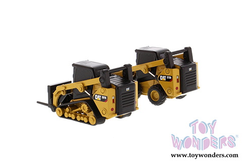 Diecast Masters - Caterpillar 272D2 Skid Steer Loader and Caterpillar 297D2 Multi Terrain Track Loader - set of 2 (1/64 scale diecast model car, Yellow/Black) 85609