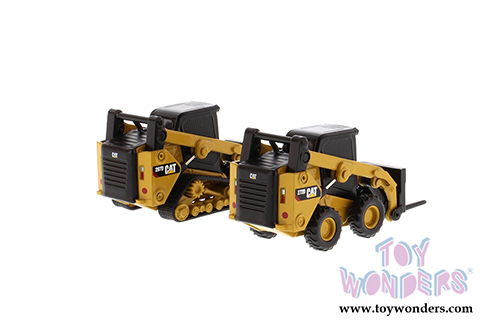 Diecast Masters - Caterpillar 272D2 Skid Steer Loader and Caterpillar 297D2 Multi Terrain Track Loader - set of 2 (1/64 scale diecast model car, Yellow/Black) 85609