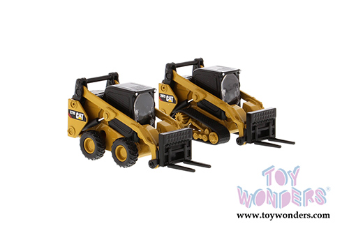 Diecast Masters - Caterpillar 272D2 Skid Steer Loader and Caterpillar 297D2 Multi Terrain Track Loader - set of 2 (1/64 scale diecast model car, Yellow/Black) 85609