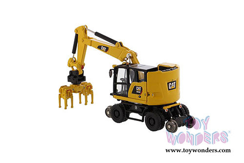 Diecast Masters - Caterpillar M323F Railroad Wheeled Excavator - High Line Series (1/87 scale diecast model car, Yellow) 85612