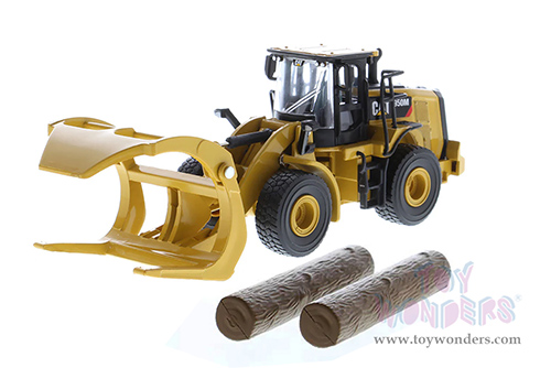 Diecast Masters - Caterpillar® 950M Wheel Loader with Log Fork and Bucket Attachment with Two Log Poles - Play & Collect! Series (1/64 scale diecast model car, Yellow) 85635 MAP: $34.99