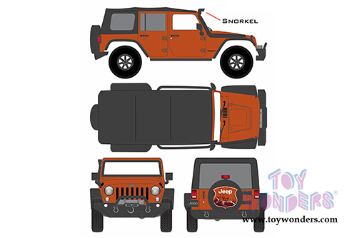 Greenlight - All Terrain Jeep Wrangler with Snorkel (2014, 1/43 scale diecast model car, Copperhead Pearl) 86079