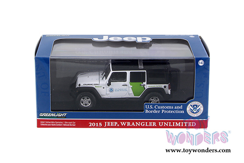 Greenlight - Jeep&reg; Wrangler Unlimited U.S. Customs and Border Protection (2015, 1/43 scale diecast model car, White w/Black) 86091