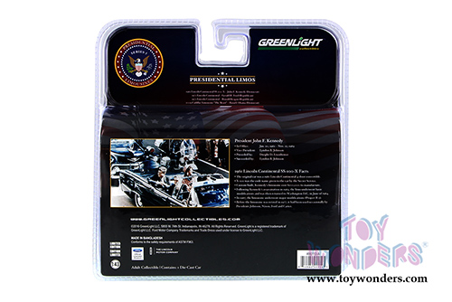 Greenlight Presidential Limos - John F. Kennedy's Lincoln Continental SS-100-X Limousine (1961, 1/43 scale diecast model car, Blue) 86110A/24