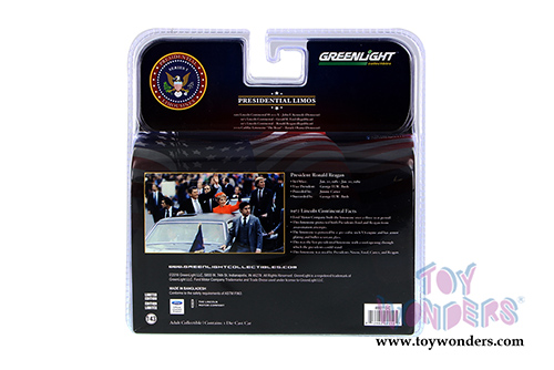 Greenlight Presidential Limos - Ronald Reagan's Lincoln Continental Limousine (1972, 1/43 scale diecast model car, Black) 86110C/24