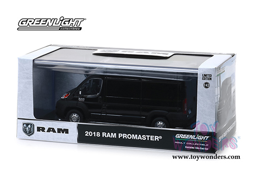 Greenlight - Dodge Ram ProMaster 2500 Cargo Van High Roof  (2018, 1/43 scale diecast model car, Brilliant Black) 86153