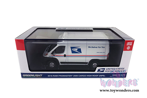 Greenlight - Ram ProMaster® 2500 Cargo Van High Roof United States Postal Service (USPS)® (2018, 1/43 scale diecast model car, White) 86154