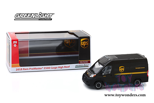 Greenlight - Dodge Ram ProMaster 2500 Cargo Van High Roof - United Parcel Service (UPS) Worldwide Services (2018, 1/43 scale diecast model car, Dark Brown) 86156