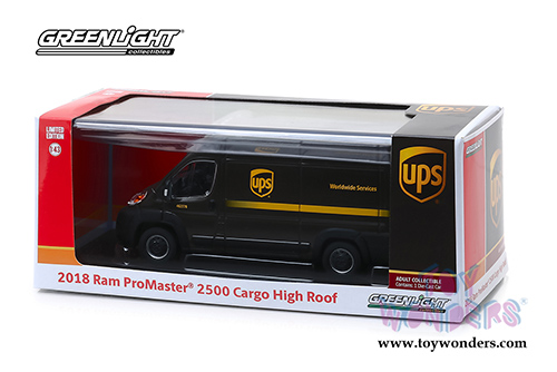Greenlight - Dodge Ram ProMaster 2500 Cargo Van High Roof - United Parcel Service (UPS) Worldwide Services (2018, 1/43 scale diecast model car, Dark Brown) 86156