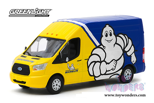 Greenlight - Ford Transit LWB High Roof - Michelin Tires (2019, 1/43 scale diecast model car, Yellow/Blue) 86175