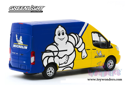 Greenlight - Ford Transit LWB High Roof - Michelin Tires (2019, 1/43 scale diecast model car, Yellow/Blue) 86175