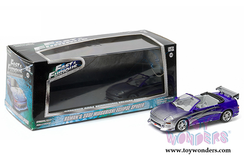 Greenlight Fast & Furious - Roman's 2001 Mitsubishi Eclipse Spyder Convertible (2001, 1/43 scale diecast model car, Purple) 86210