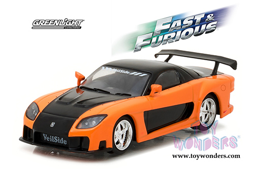 Greenlight Fast & Furious - Han's 1997 Mazda RX-7 Fast and Furious: Tokyo Drift Movie Hard Top (1997, 1/43 scale diecast model car, Orange w/Black) 86212