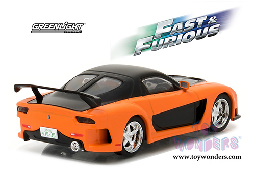 Greenlight Fast & Furious - Han's 1997 Mazda RX-7 Fast and Furious: Tokyo Drift Movie Hard Top (1997, 1/43 scale diecast model car, Orange w/Black) 86212