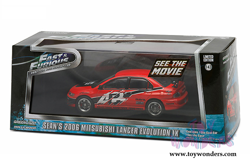 Greenlight Fast & Furious - Sean's 2006 Mitsubishi Lancer Evolution IX Hard Top (2006, 1/43 scale diecast model car, Orange) 86213