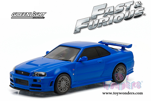 Greenlight Fast & Furious - Brian's Nissan Skyline GT-R Hardtop (2002, 1/43 scale diecast model car, Blue) 86219