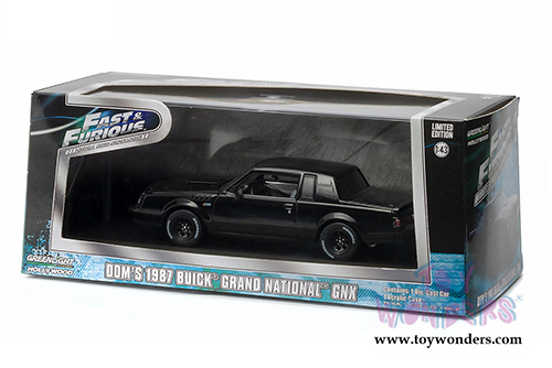 Greenlight Fast & Furious - Dom's Buick Grand National GNX Hard Top (1987, 1/43 scale diecast model car, Black) 86231