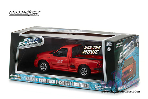 Greenlight Fast & Furious - Brian's Ford F-150 SVT Lightning Pickup Truck "The Fast and Furious 6" Movie (1999, 1/43 scale diecast model car, Red) 86235