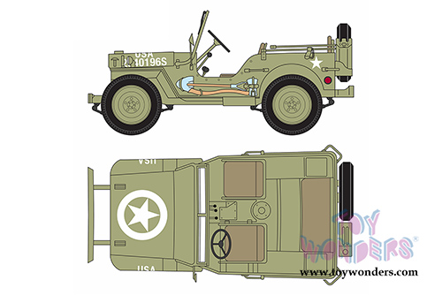 Greenlight - Jeep C7 US Army (1944, 1/43 scale diecast model car, Army Green) 86307