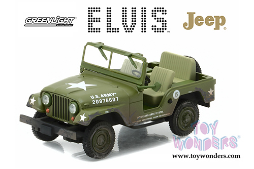 Greenlight Hollywood - US Army Jeep Willy's CJ-5 Elvis Presley (1963, 1/43 scale diecast model car, Green) 86311