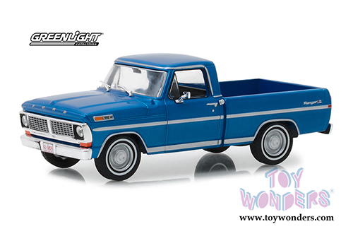 Greenlight - Ford F-100 Ranger XLT Pickup Truck (1970, 1/43 scale diecast model car, Acapulco Blue Metallic) 86317