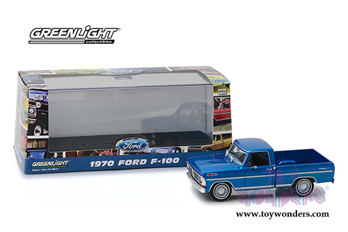 Greenlight - Ford F-100 Ranger XLT Pickup Truck (1970, 1/43 scale diecast model car, Acapulco Blue Metallic) 86317