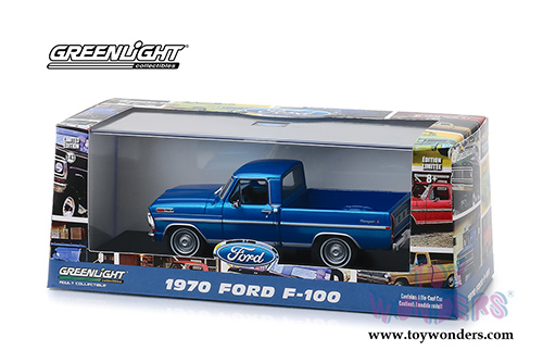 Greenlight - Ford F-100 Ranger XLT Pickup Truck (1970, 1/43 scale diecast model car, Acapulco Blue Metallic) 86317