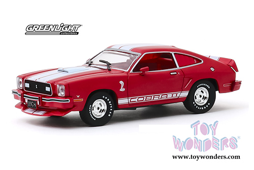 Greenlight - Ford Mustang II Cobra II Hardtop (1976, 1/43 scale diecast model car, Red w/ White Stripes) 86337